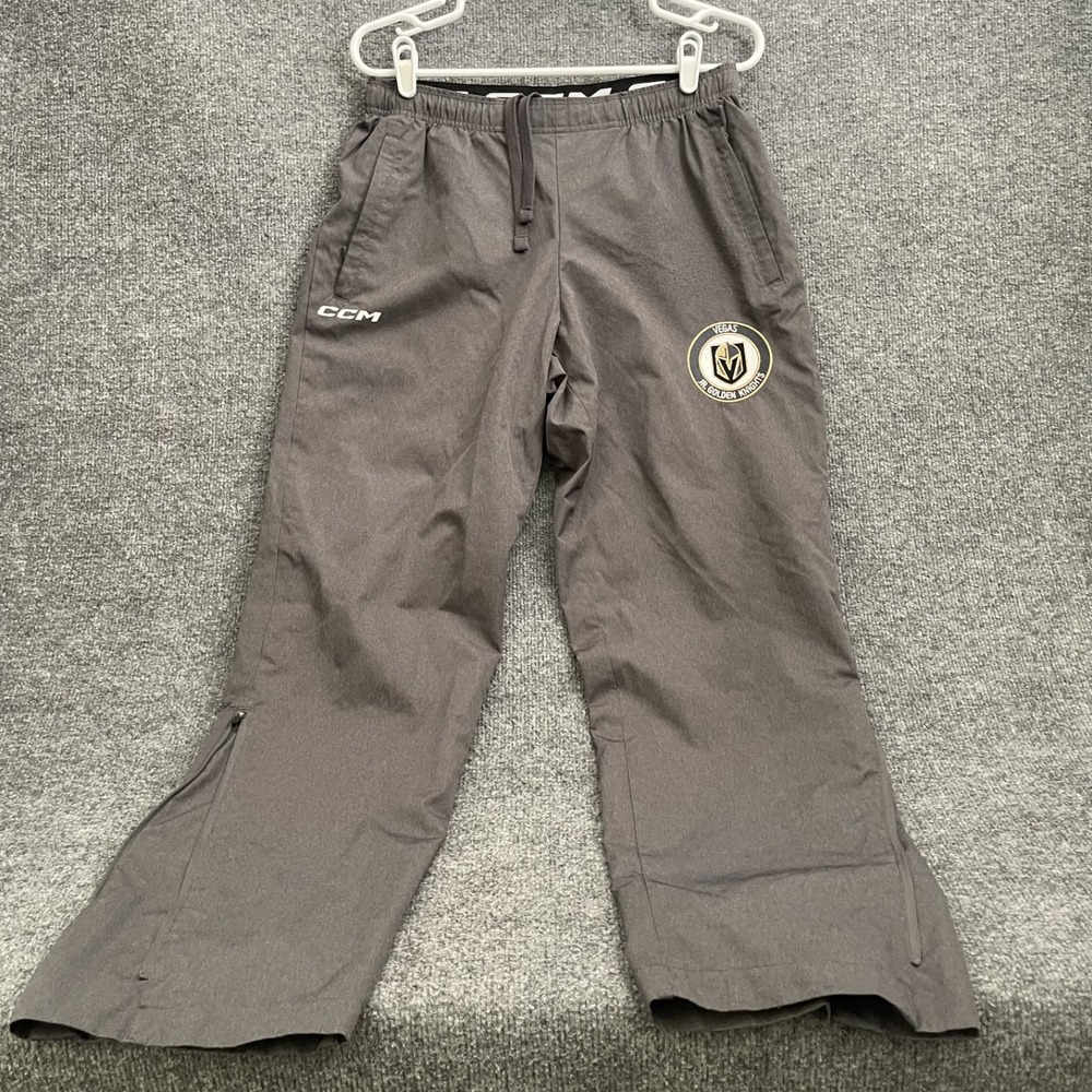 CCM Hockey Warm Up Pants Mens Sz M Ankle Zip Gray Vegas Jr Golden Knights